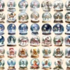 Christmas Snow Globes Watercolor Clipart Bundle - 348+ transparent PNG, Holiday cheer graphics, Cozy winter, Commercial use,Digital download