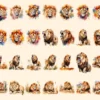 Lions Watercolor Clipart Bundle - 248+ transparent PNG, Savanna lion illustrations, Regal wildlife graphics, Commercial use,Digital download