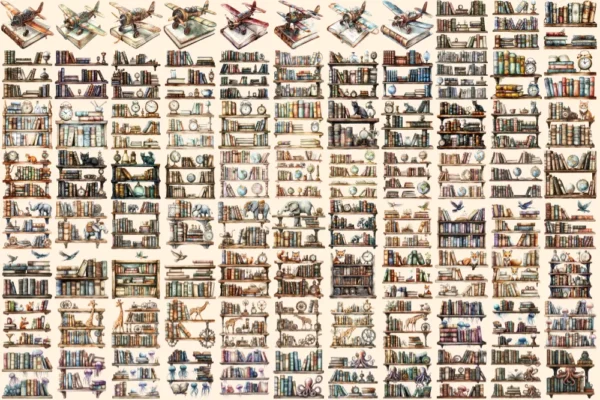 Steampunk Books Watercolor Clipart Bundle - 603+ transparent PNG, Retro sci-fi books images, Futuristic art, Commercial use,Digital download