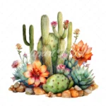 20 High-Quality Desert Cacti Clipart - Desert cacti digital watercolor JPG instant download for commercial use - Digital download