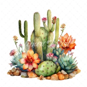 20 High-Quality Desert Cacti Clipart - Desert cacti digital watercolor JPG instant download for commercial use - Digital download