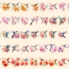 Floral Hummingbirds Watercolor Clipart Bundle - 380+ transparent PNG, Hummingbirds png, Spring bird images, Commercial use, Digital download