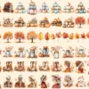 Rustic Autumn Watercolor Clipart Bundle - 460+ transparent PNG, Warm seasonal graphics, Harvest decor art, Commercial use, Digital download