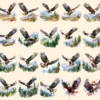 Eagles Watercolor Clipart Bundle - 177+ transparent PNG, Forest eagle illustration, Alpine bird graphics, Commercial use, Digital download