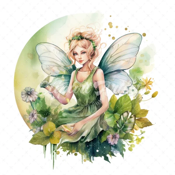 19 High-Quality Garden Fairy Clipart - Garden fairy digital watercolor JPG instant download for commercial use - Digital download