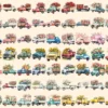 Floral Trucks Watercolor Clipart Bundle - 523+ transparent PNG, Blossom truck graphics, Floral vehicle png, Commercial use, Digital download