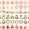 Scandinavian Christmas Watercolor Clipart Bundle - 415+ transparent PNG, Nordic festive art, holiday images, Commercial use,Digital download