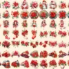 Poinsettias Watercolor Clipart Bundle - 515+ transparent PNG, Festive floral graphics, Poinsettia images, Commercial use, Digital download