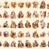 Golden Retrievers Watercolor Clipart Bundle - 345+ transparent PNG, Playful dog graphics, Golden pup art, Commercial use, Digital download