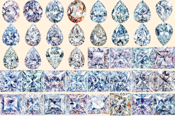 Diamonds Watercolor Clipart Bundle - 270+ transparent PNG, Elegant gem graphics, Sparkling jewel images, Commercial use, Digital download