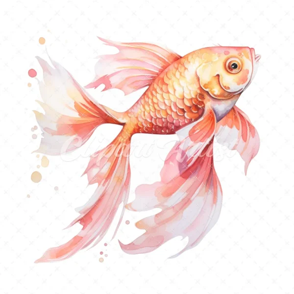 20 High-Quality Baby Pink Koi Fish Clipart - Koi fish digital watercolor JPG instant download for commercial use - Digital download