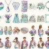 Bohemian Endeavors Watercolor Clipart Set - 255+ transparent PNG, Desert boho graphics, Southwestern png, Commercial use, Digital download