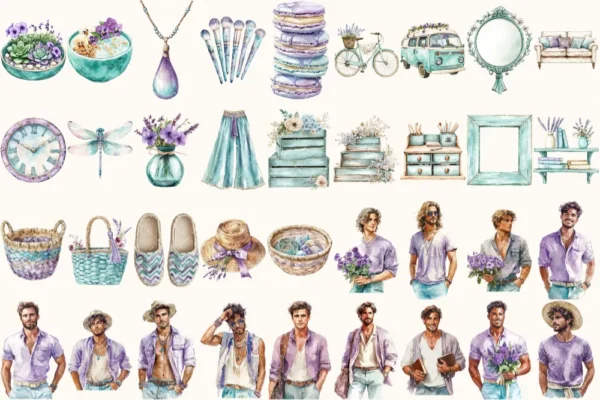 Bohemian Endeavors Watercolor Clipart Set - 255+ transparent PNG, Desert boho graphics, Southwestern png, Commercial use, Digital download