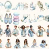 Modern Alice Watercolor Clipart Set - 250+ transparent PNG, Alice in wonderland graphics, Fairytale images, Commercial use, Digital download
