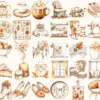 Autumn Planner Watercolor Clipart Set - 248+ transparent PNG, Cozy planner girl graphics, Boho fall png, Commercial use, Digital download