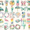Tropical Island Rhythms Watercolor Clipart Set - 268+ transparent PNG, Seaside graphics, Tropical summer, Commercial use, Digital download