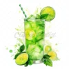 20 High-Quality Lime Cocktail Clipart - Lime cocktail digital watercolor JPG instant download for commercial use - Digital download