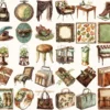 Autumn Gallery Watercolor Clipart Set - 272+ transparent PNG, Fall fashion graphics, Autumn museum images, Commercial use, Digital download
