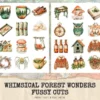 Whimsical Forest Wonders Fussy Cuts - Woodland, Forest, Animal, Collage sheets, Digital Sticker, Ephemera, Junk Journal Kit,Digital download