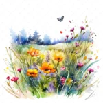 19 High-Quality Spring Meadows Clipart - Spring meadows digital watercolor JPG instant download for commercial use - Digital download