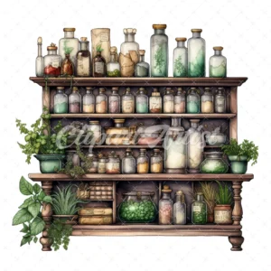 20 High-Quality Apothecary Cabinets Clipart - Apothecary digital watercolor JPG instant download for commercial use - Digital download