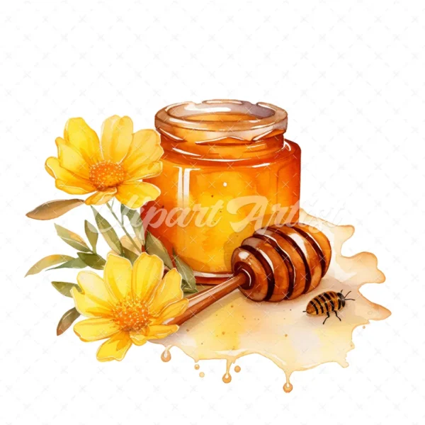 20 High-Quality Honey Clipart - Honey bee digital watercolor JPG instant download for commercial use - Digital download