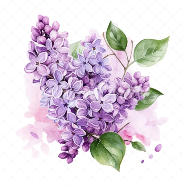 20 High-Quality Lilac Clipart - Lilac flower digital watercolor JPG instant download for commercial use - Digital download