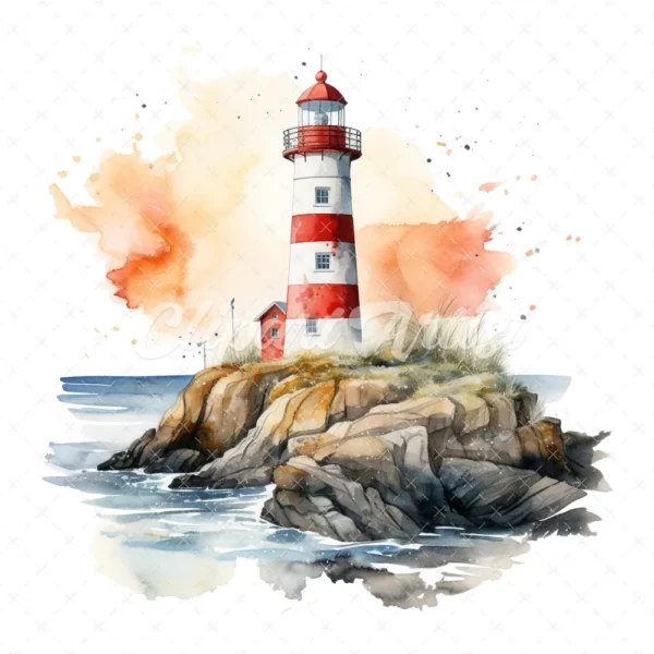 20 High-Quality Lighthouses Clipart - Lighthouses digital watercolor JPG instant download for commercial use - Digital download