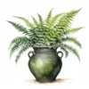 20 High-Quality Fern Antique Pot Clipart - digital watercolor JPG instant download for commercial use - Digital download