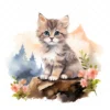 20 High-Quality Cute Kitten Clipart - Cute kitten digital watercolor JPG instant download for commercial use - Digital download