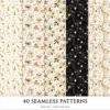 Cozy Haunt Seamless Patterns, Spooky autumn JPEG, Ghosts pattern, Witch hat, Bones, Pumpkin repeating pattern, Digital scrapbook paper
