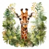 20 High-Quality Forest Giraffe Clipart - Forest giraffe digital watercolor JPG instant download for commercial use - Digital download