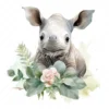 20 High-Quality Baby Rhino Clipart - Baby rhino digital watercolor JPG instant download for commercial use - Digital download