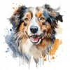 20 High-Quality Australian Shepherd Clipart - Shepherd digital watercolor JPG instant download for commercial use - Digital download