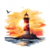 20 High-Quality Sunset Lighthouse Clipart - Sunset lighthouse digital watercolor JPG instant download for commercial use - Digital download
