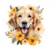 20 High-Quality Floral Golden Retriever Clipart - Retriever digital watercolor JPG instant download for commercial use - Digital download