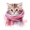 18 High-Quality Kittens With Scarf Clipart - Kittens scarf digital watercolor JPG instant download for commercial use - Digital download