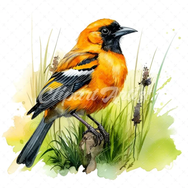 20 High-Quality Baltimore Oriole Clipart - Baltimore oriole digital watercolor JPG instant download for commercial use - Digital download