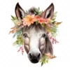 20 High-Quality Floral Donkey Clipart - Floral donkey digital watercolor JPG instant download for commercial use - Digital download