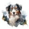 20 High-Quality Australian Shepherd Clipart - Shepherd dog digital watercolor JPG instant download for commercial use - Digital download