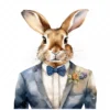 19 High-Quality Bunny in Suit Clipart - Bunny in suit digital watercolor JPG instant download for commercial use - Digital download