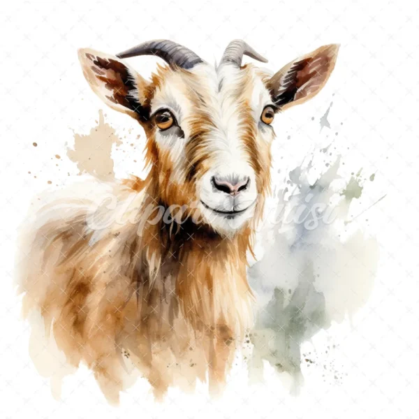 20 High-Quality Kiko Goat Clipart - Kiko goat digital watercolor JPG instant download for commercial use - Digital download