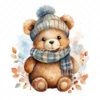 20 High-Quality Winter Teddy Bear Clipart - Winter teddy bear digital watercolor JPG instant download for commercial use - Digital download