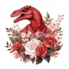 20 High-Quality Red Floral Dinosaur Clipart - Red dinosaur digital watercolor JPG instant download for commercial use - Digital download
