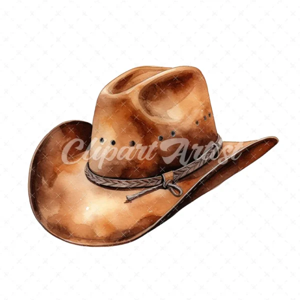 20 High-Quality Cowboy Hat Clipart - Cowboy hat digital watercolor JPG instant download for commercial use - Digital download