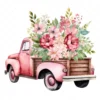 19 High-Quality Floral Truck Clipart - Floral truck digital watercolor JPG instant download for commercial use - Digital download