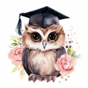 19 High-Quality Graduation Owl Clipart - Graduation owl digital watercolor JPG instant download for commercial use - Digital download