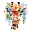 19 High-Quality Floral Giraffe Clipart - Floral giraffe digital watercolor JPG instant download for commercial use - Digital download