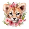 20 High-Quality Floral Cute Cheetah Clipart - Cute cheetah digital watercolor JPG instant download for commercial use - Digital download