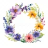 20 High-Quality Wildflowers Wreath Clipart - Wildflower wreath digital watercolor JPG instant download for commercial use - Digital download
